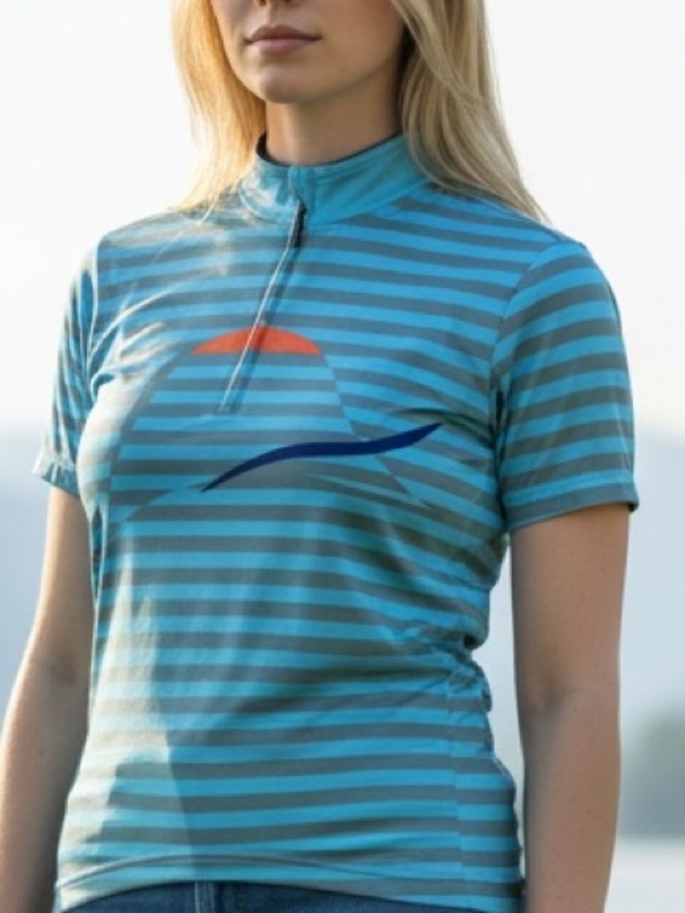 Jamie Sadock Blue Striped Short Sleeve Top 100% Cotton